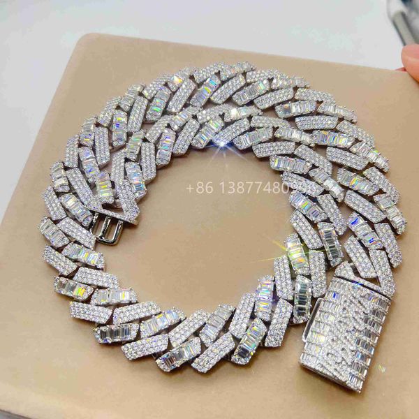 gra certificated gold plated 925 sterling silver vvs moissanite jewelry cuban link chain